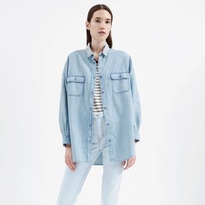 IRO  jeans light blue denim button down top Sz Small/34